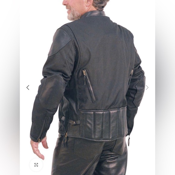 Mens Leather Nylon Motorcycle Riding Jacket Size 54 2X Black Harley Patches - Picture 16 of 16